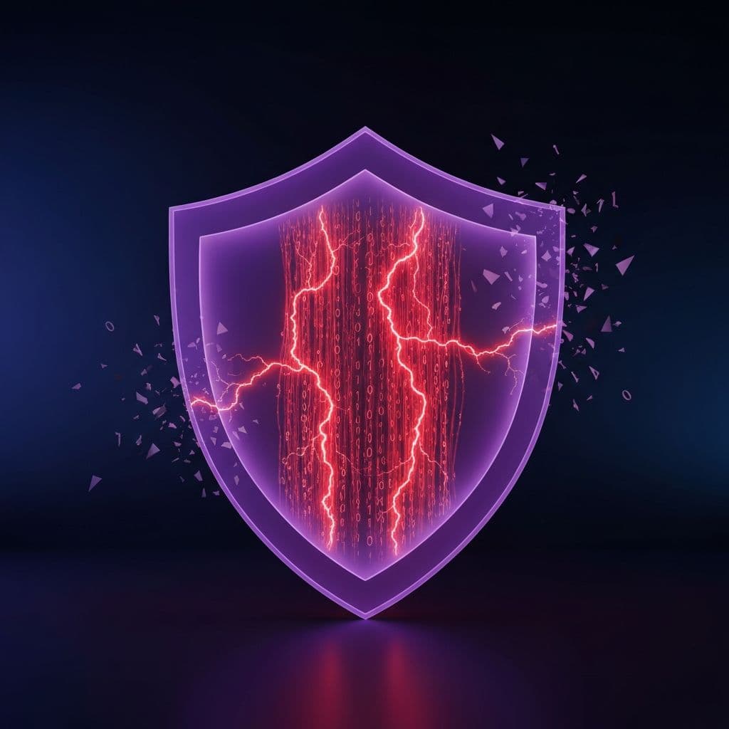 A server room visualisation suggesting a data breach with leaked records