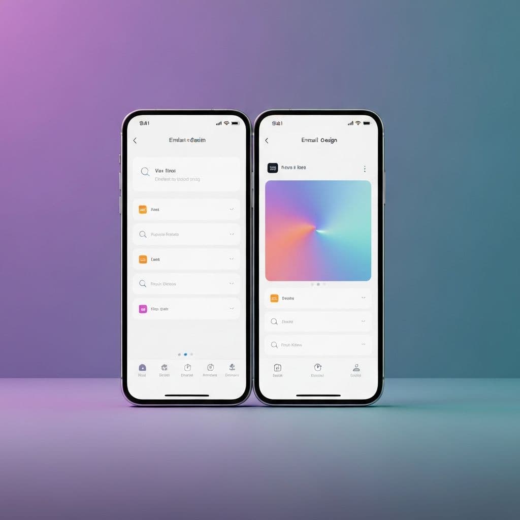 Two phones side by side comparing the mobile experience of two temp email services