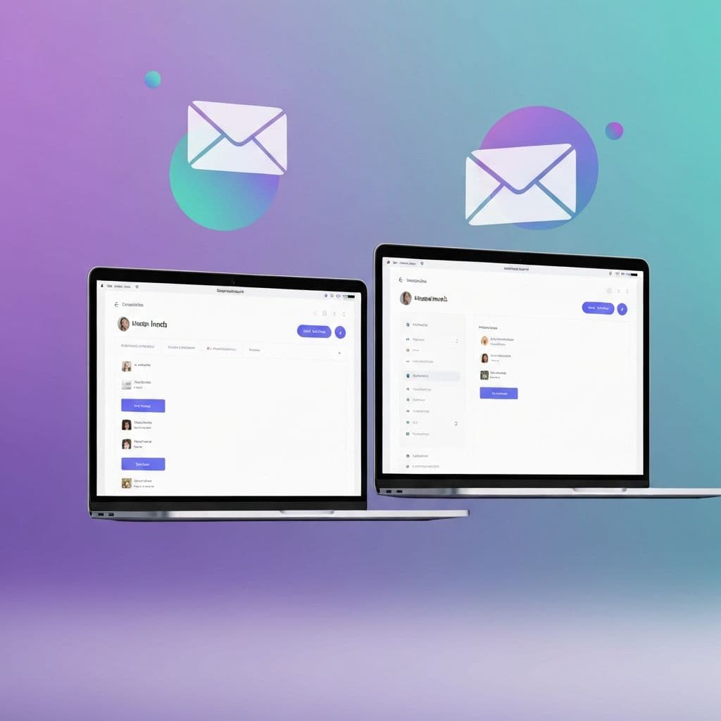 Split-screen visualisation comparing two temporary email service interfaces